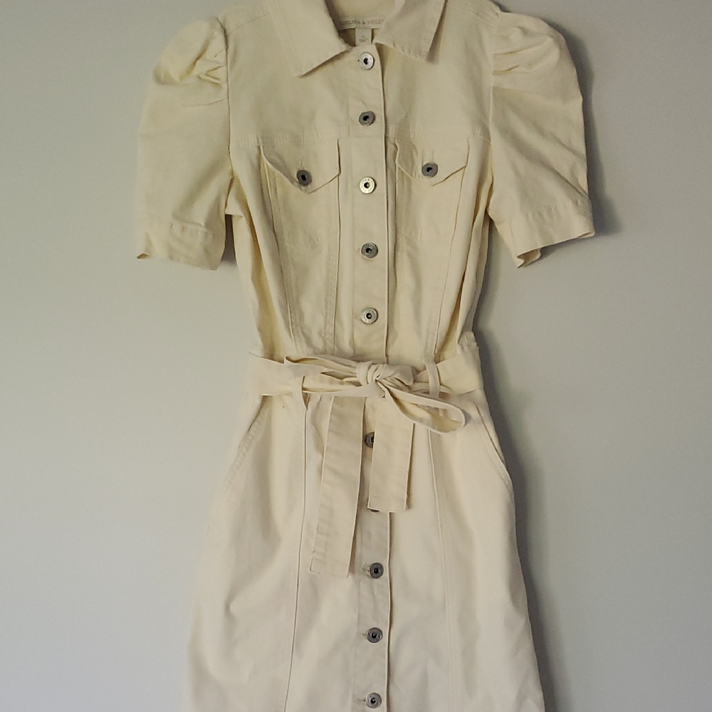 Chelsea & Violet Cream Denim Button-Front Dress
